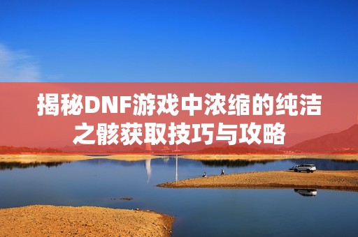 揭秘DNF游戏中浓缩的纯洁之骸获取技巧与攻略