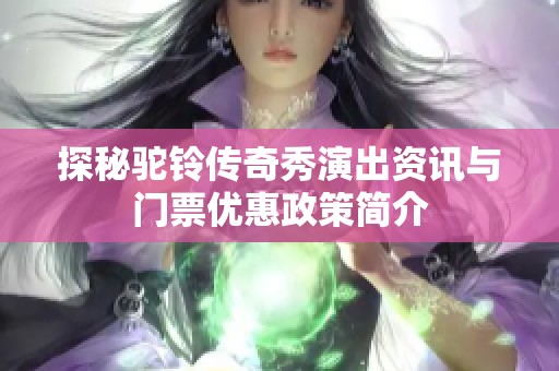 探秘驼铃传奇秀演出资讯与门票优惠政策简介