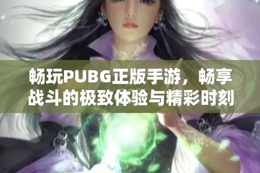 畅玩PUBG正版手游，畅享战斗的极致体验与精彩时刻