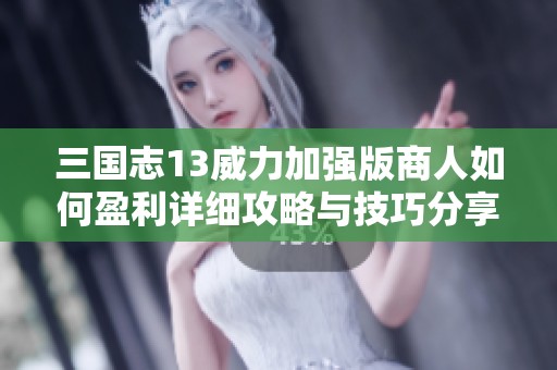 三国志13威力加强版商人如何盈利详细攻略与技巧分享