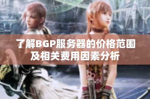 了解BGP服务器的价格范围及相关费用因素分析