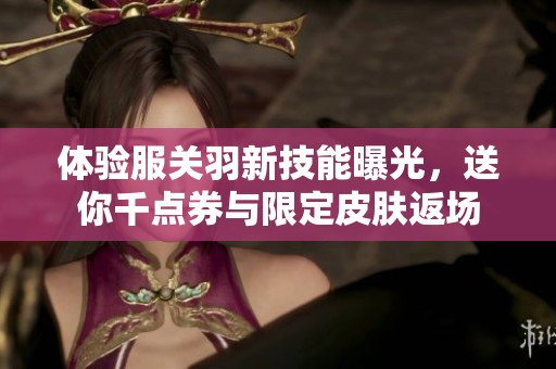 体验服关羽新技能曝光，送你千点券与限定皮肤返场