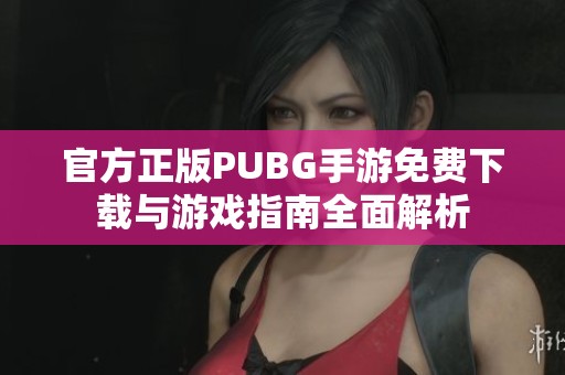 官方正版PUBG手游免费下载与游戏指南全面解析