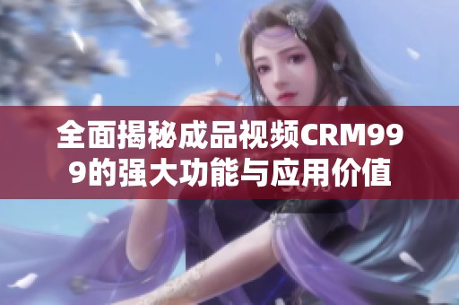 全面揭秘成品视频CRM999的强大功能与应用价值