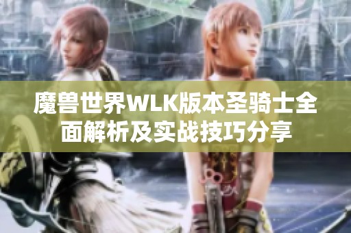 魔兽世界WLK版本圣骑士全面解析及实战技巧分享